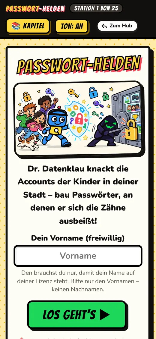 Passwort-Helden auf dem Handy